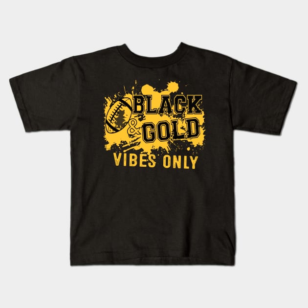 Black Gold Game Day For High School Football Group Fans Kids T-Shirt by justiceberate